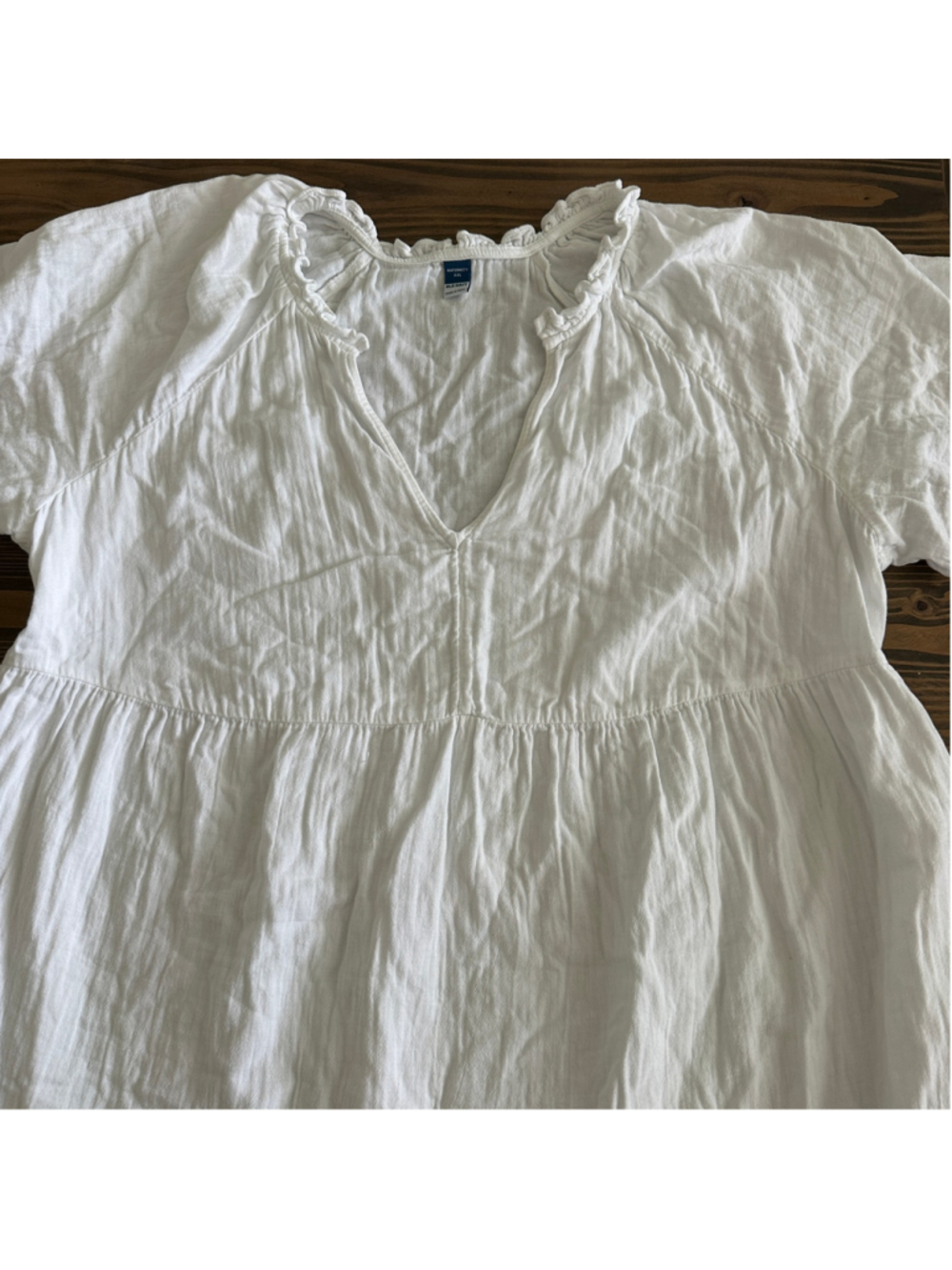 Old Navy Maternity Dress Womens XXL White Smocked Mini Peasant Boho - Picture 3 of 10